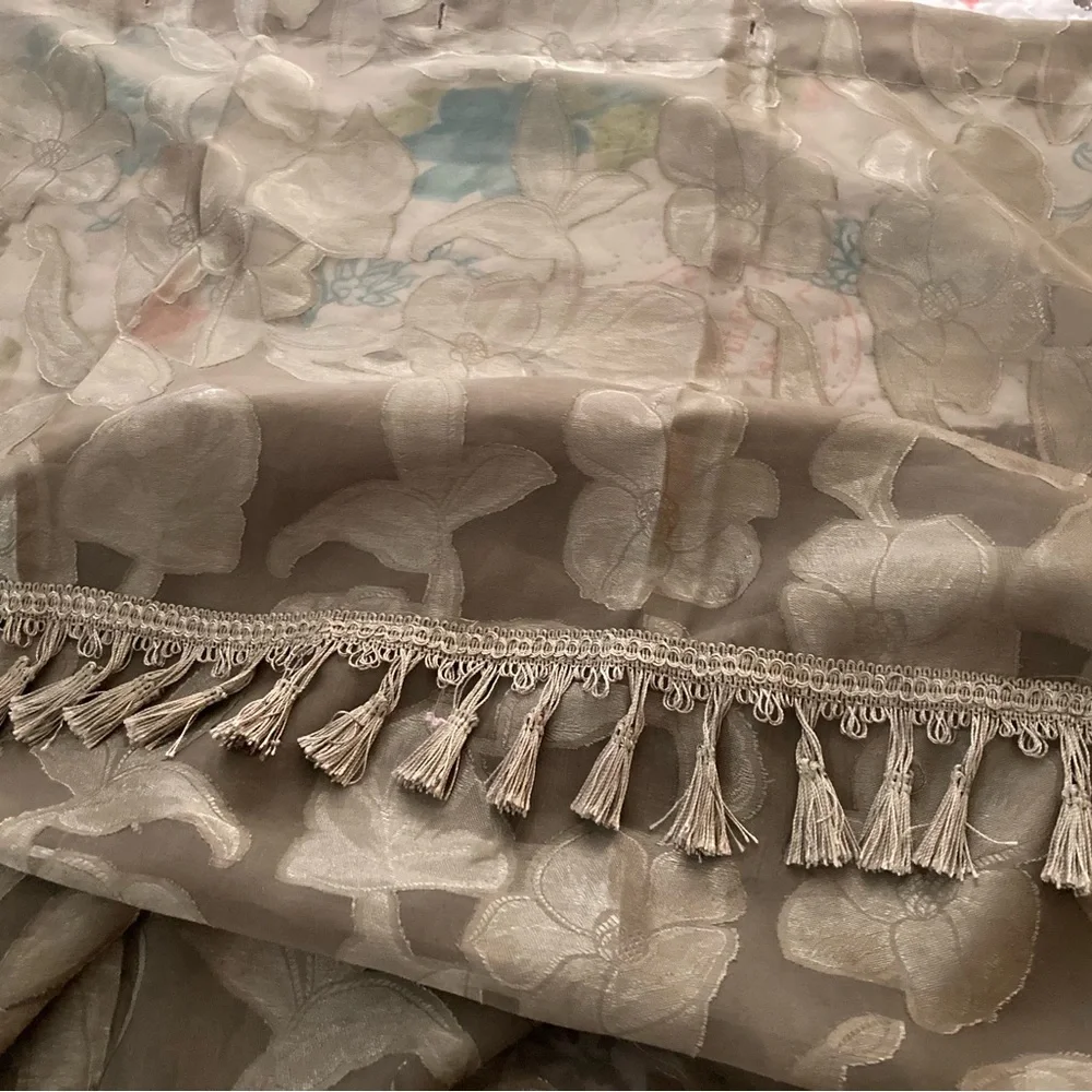 Green shower curtain with attached valance